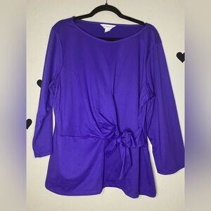 Liz Claiborne women’s wrap-style knit top, size XL, made in Jordan.